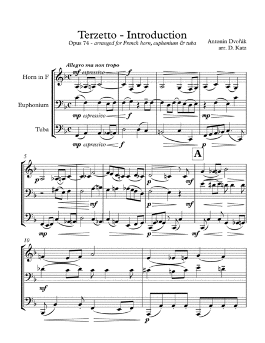 Terzetto Opus 74- Introduction by Antonin Dvořák Brass Ensemble scores gallery preview page 1