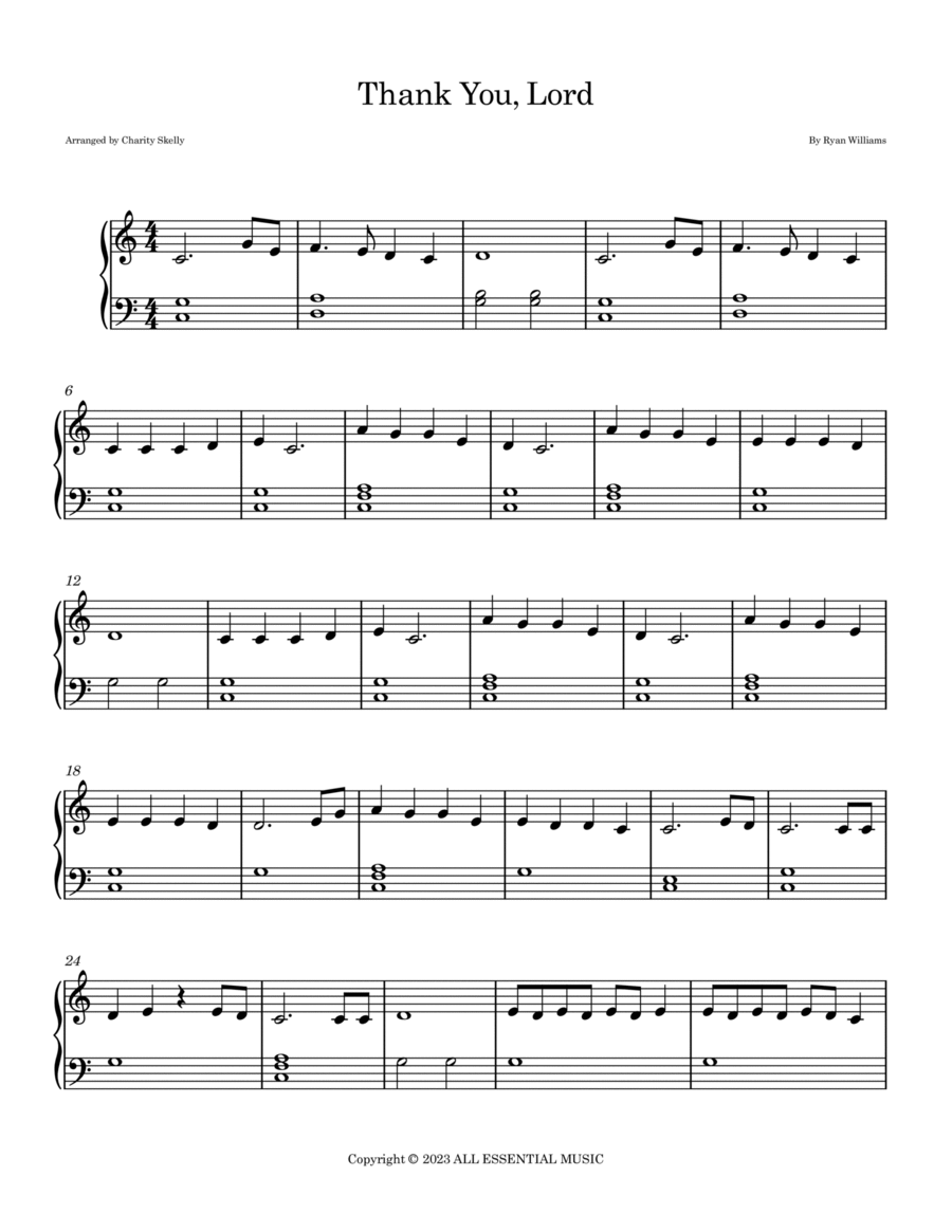 Thank You Lord Thank You Lord Easy Piano scores gallery preview page 1