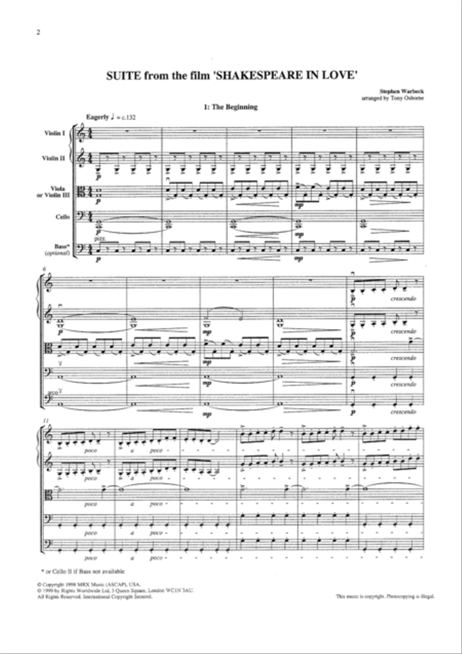 Shakespeare in Love String Orchestra scores gallery preview page 2