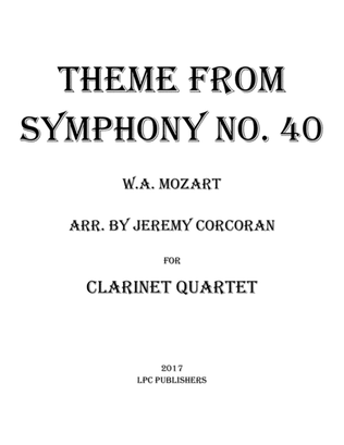 Book cover for Theme from Symphony No. 40 for Clarinet Quartet
