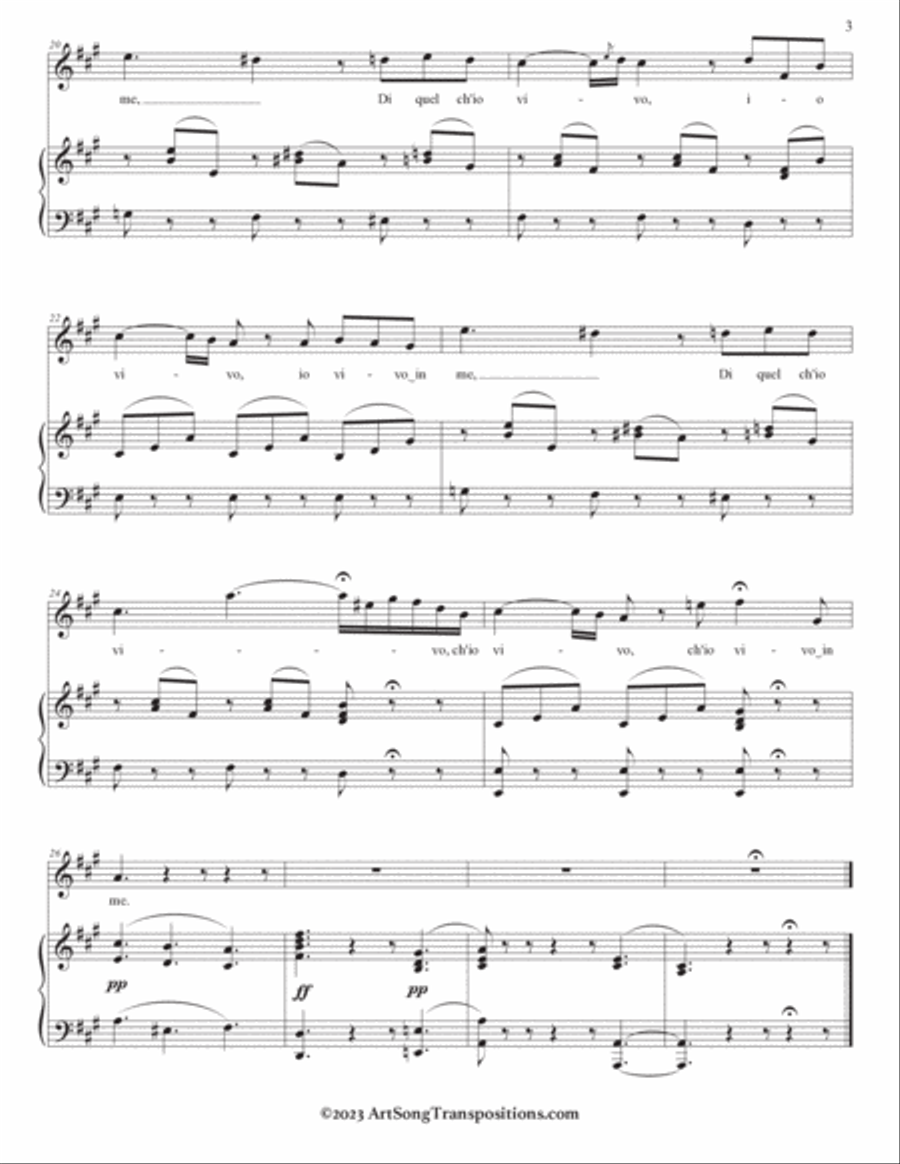 BELLINI: Ma rendi pur contento (transposed to 8 keys: A, A-flat, G, F-sharp, F, E, E-flat, D major) Voice scores gallery preview page 4