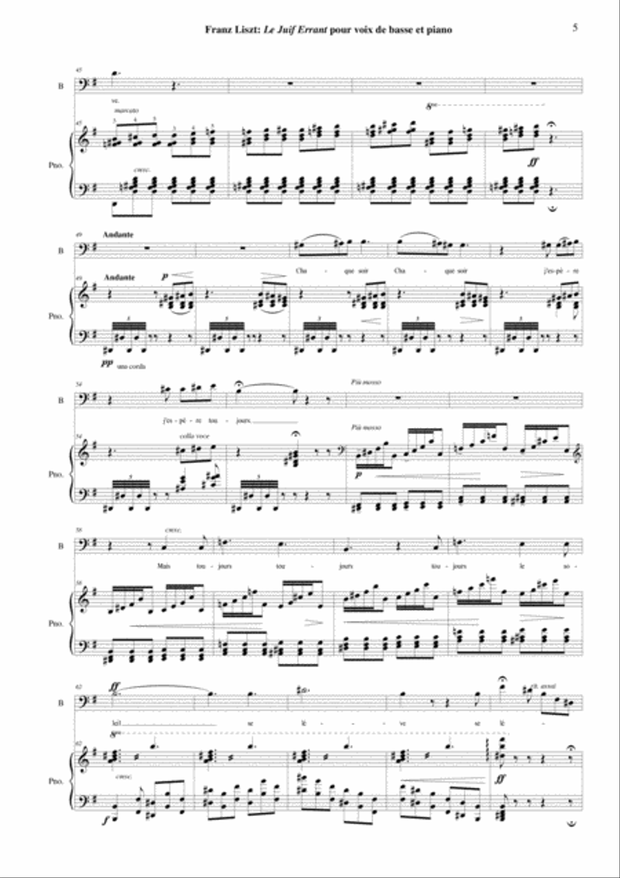 Franz Liszt: Le Juif Errant for bass-baritone and piano, original key of e minor Bass Voice scores gallery preview page 5