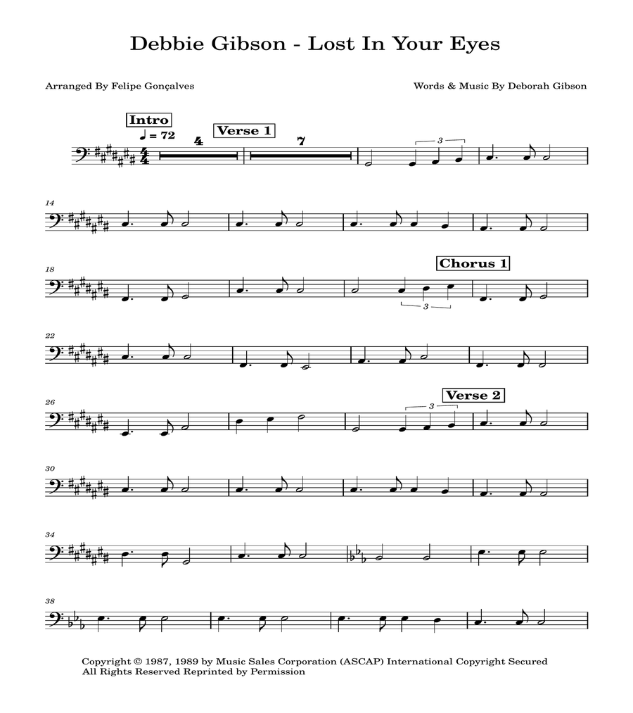 Lost In Your Eyes Bass Guitar scores gallery preview page 1