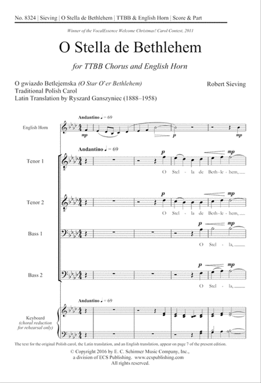 O Stella de Bethlehem TTBB scores gallery preview page 2