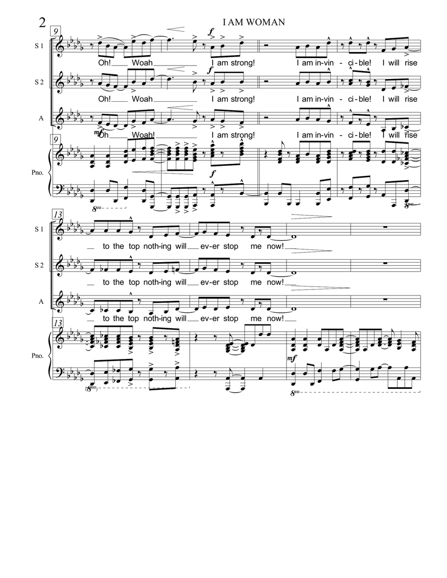I Am Woman SSA scores gallery preview page 2