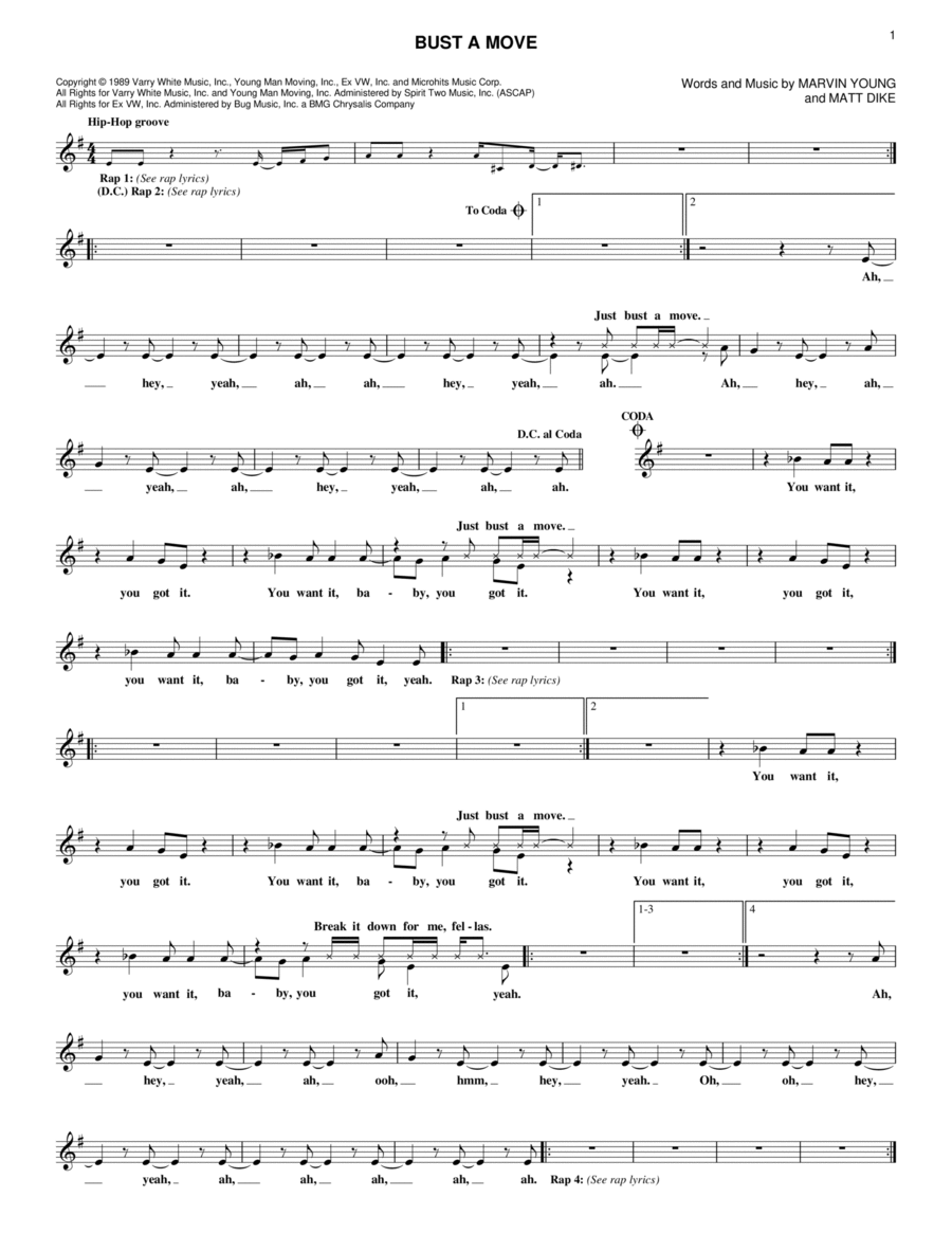 Bust A Move Bust A Move Piano scores gallery preview page 1