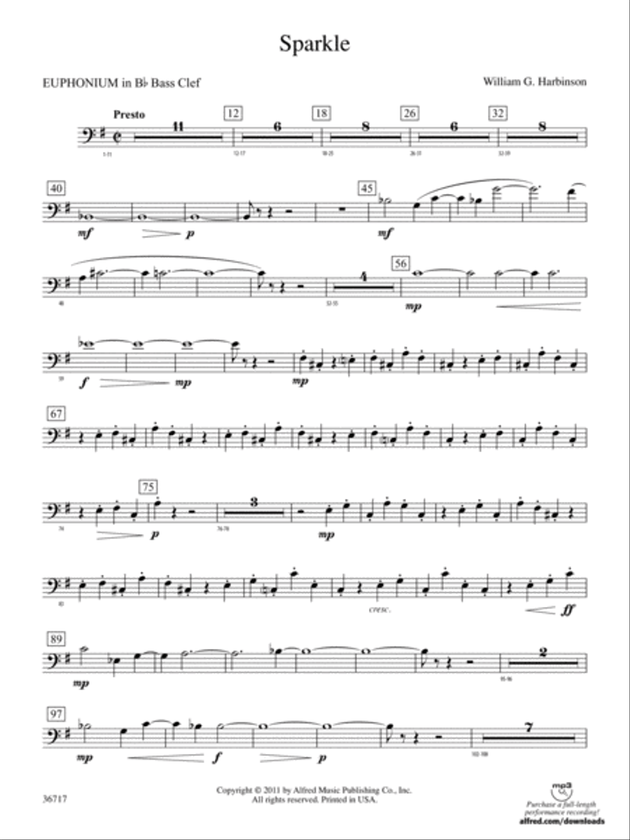 Sparkle: (World Part) B-flat Baritone B.C. Concert Band scores gallery preview page 1