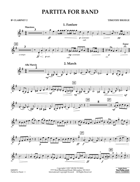 Partita for Band - Bb Clarinet 2