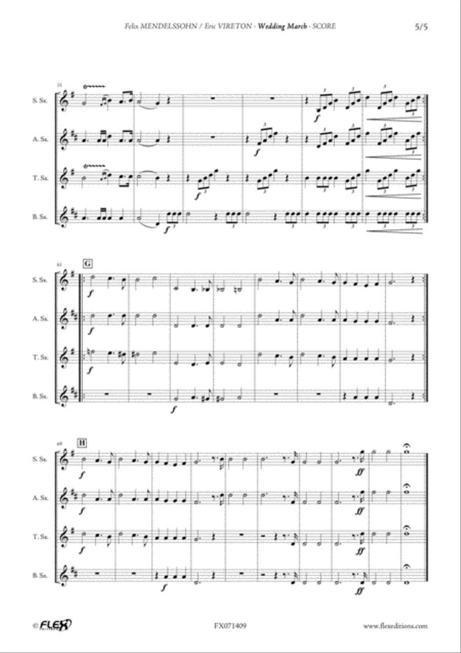 Wedding March Saxophone Quartet scores gallery preview page 5