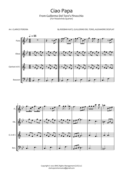 Ciao Papa by Alexandre Desplat Woodwind Quartet - Digital Sheet Music
