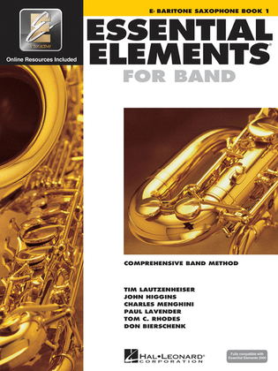 Book cover for Essential Elements for Band – Eb Baritone Saxophone Book 1 with EEi