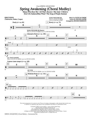 Book cover for Spring Awakening (Choral Medley) - Percussion