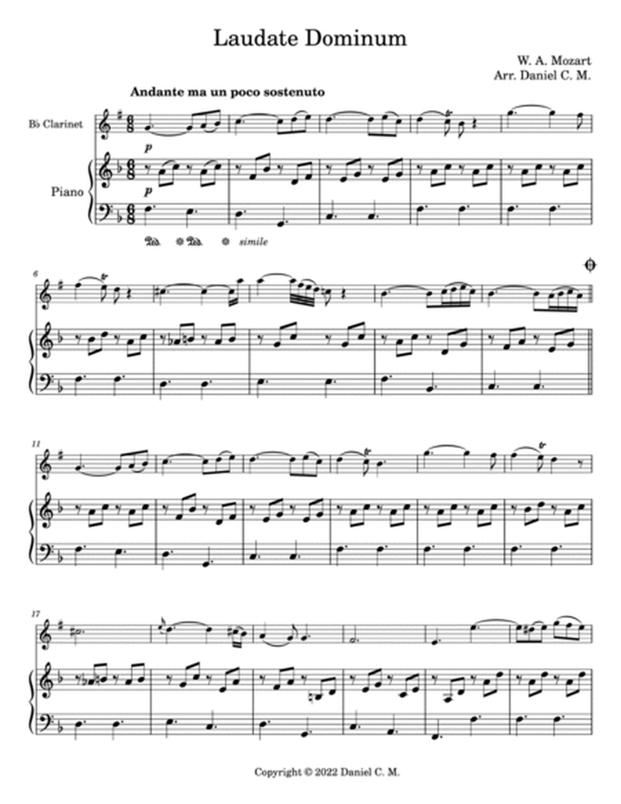 Laudate Dominum for clarinet (easy piano) image number null