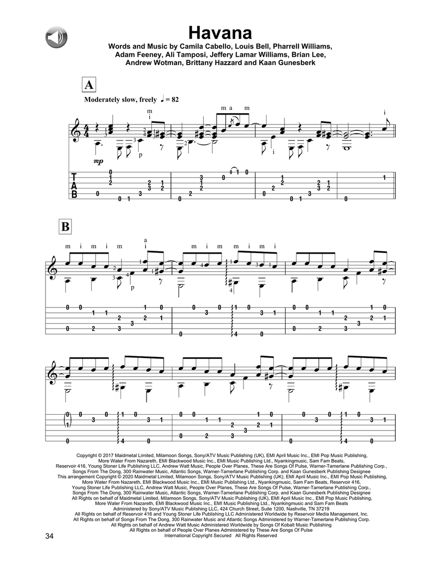 Havana (feat. Young Thug) Acoustic Guitar scores gallery preview page 1