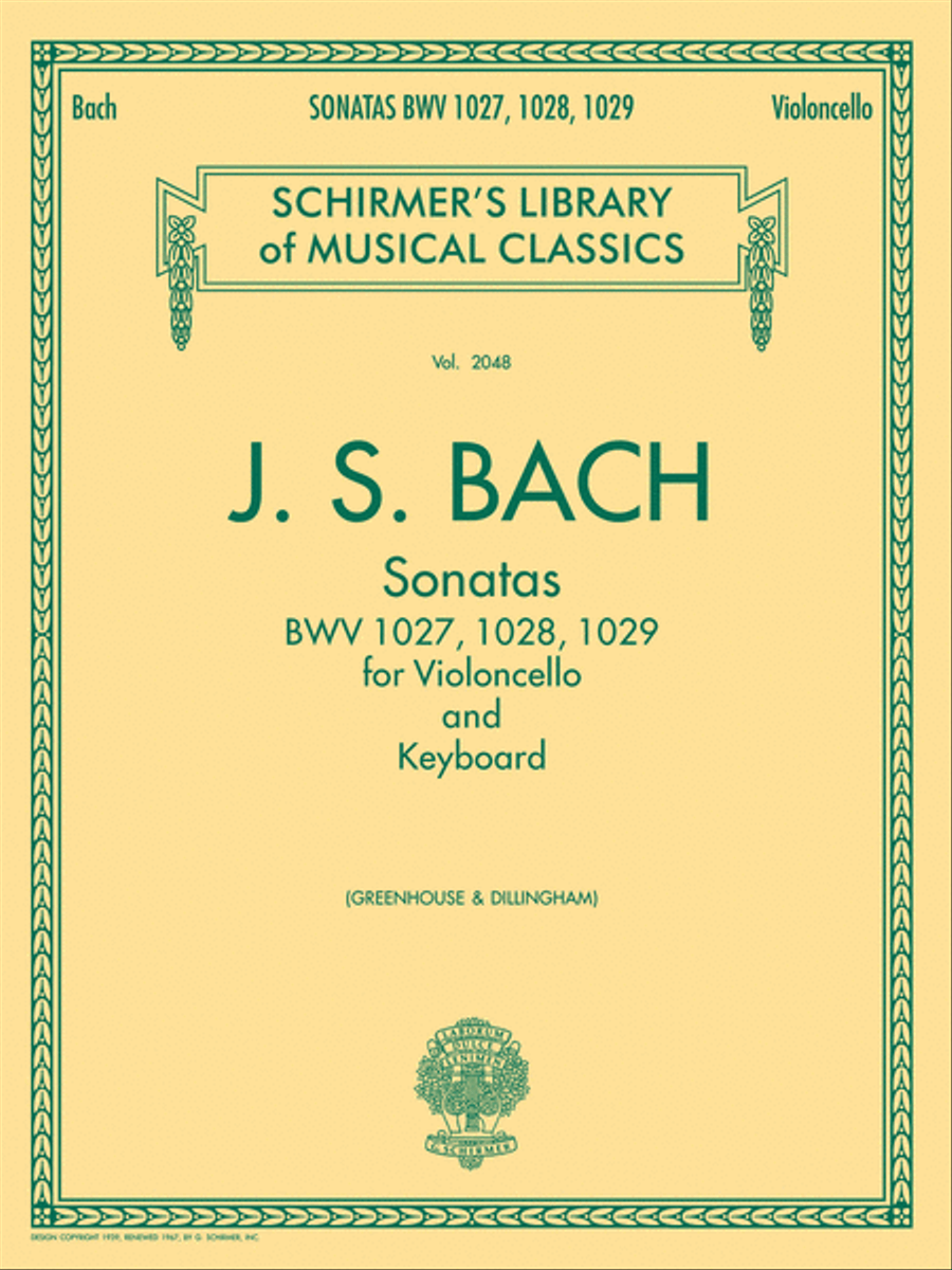 Sonatas for Cello and Keyboard BWV 1027, 1028, 1029 Cello scores gallery preview page 1