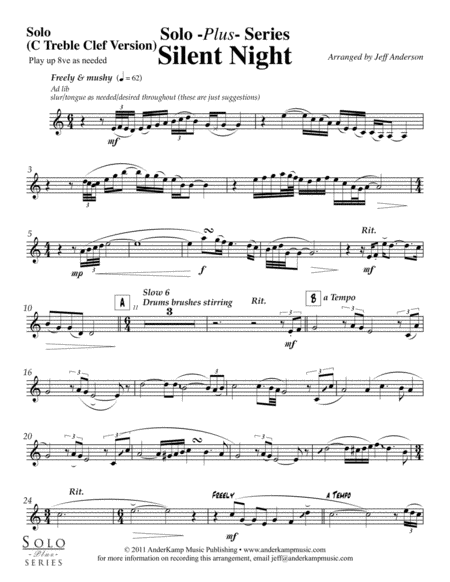 Silent Night for Solo Flugelhorn (Trumpet) and piano/rhythm section image number null