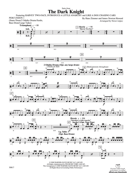 The Dark Knight, Suite from: 1st Percussion