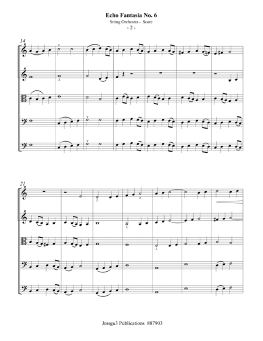 Sweelinck: Echo Fantasia No. 6 for String Orchestra - Score Only String Orchestra scores gallery preview page 2