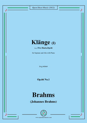 Book cover for Brahms-Klange I-Sounds I,Op.66 No.1,in g minor,from Five Duets,Op.66