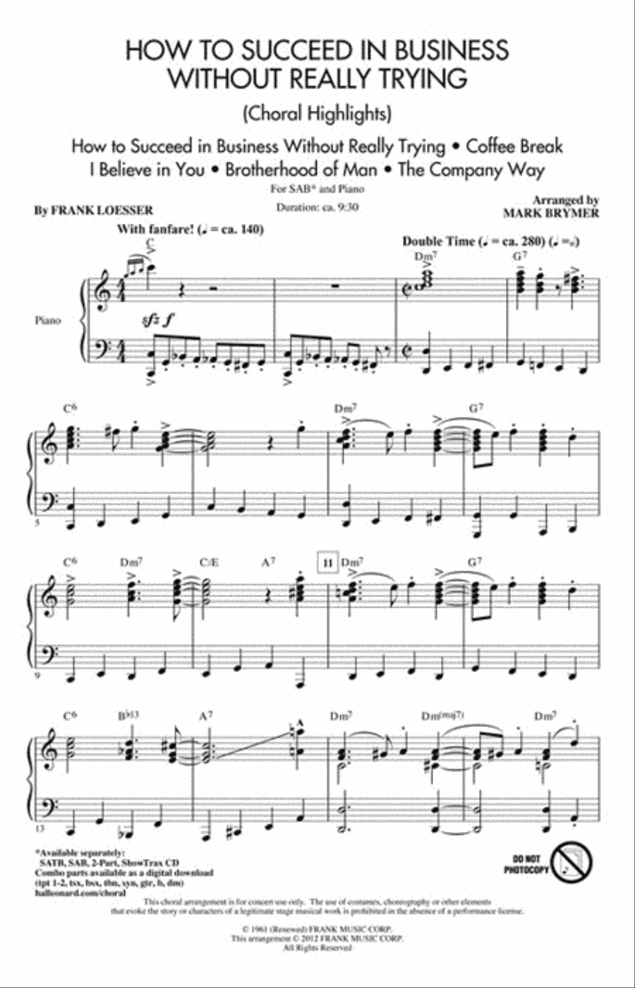 How to Succeed in Business Without Really Trying 3-Part scores gallery preview page 2