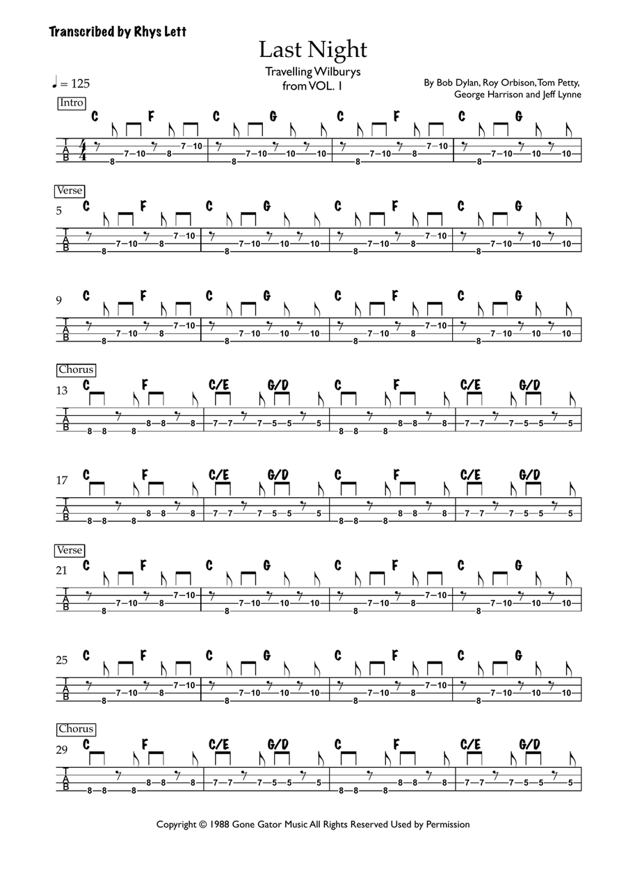 Last Night Last Night Acoustic Guitar scores gallery preview page 1