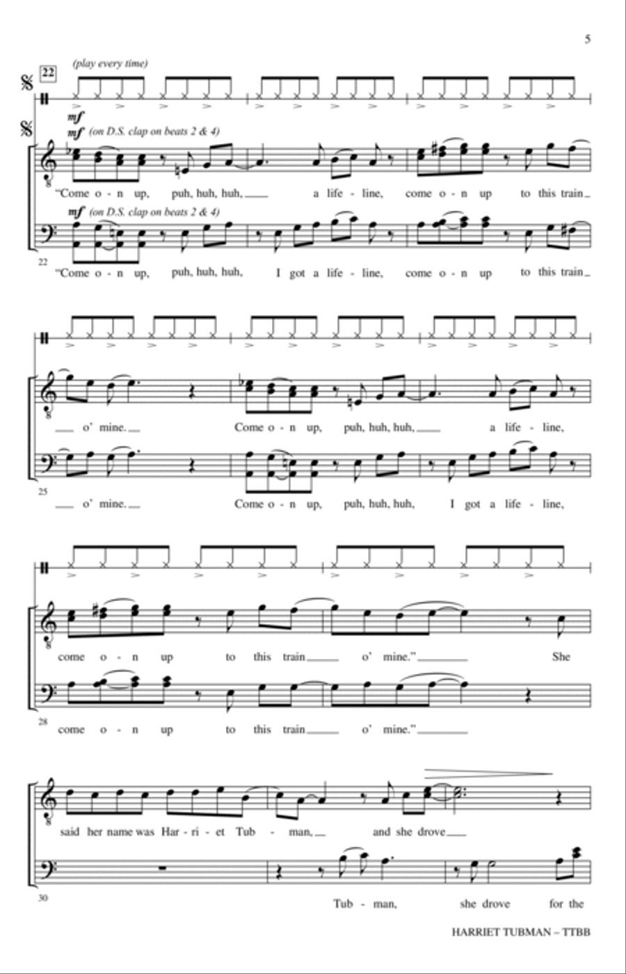 Harriet Tubman (arr. Kathleen McGuire) TTBB scores gallery preview page 3