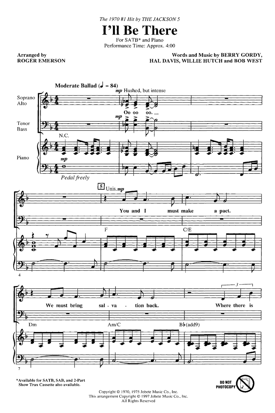 I'll Be There I'll Be There 4-Part scores gallery preview page 1