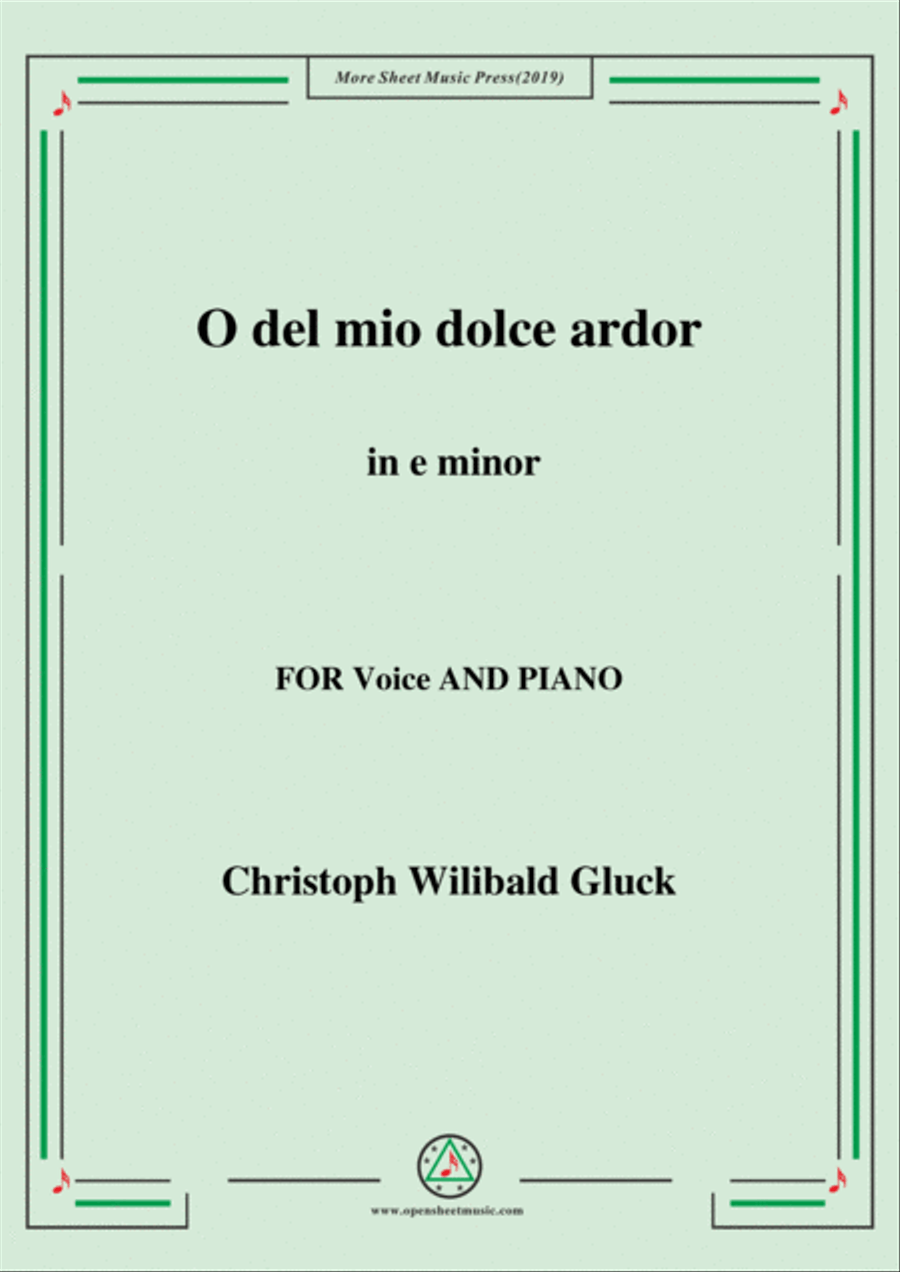 Gluck-O del mio dolce ardor in e minor ,for Voice and Piano Voice Solo scores gallery preview page 1