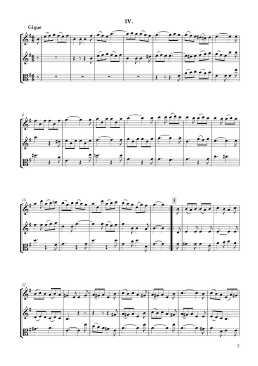Six Sonatas No.6 for two Violins & Viola Op.7-6 String Duet scores gallery preview page 5