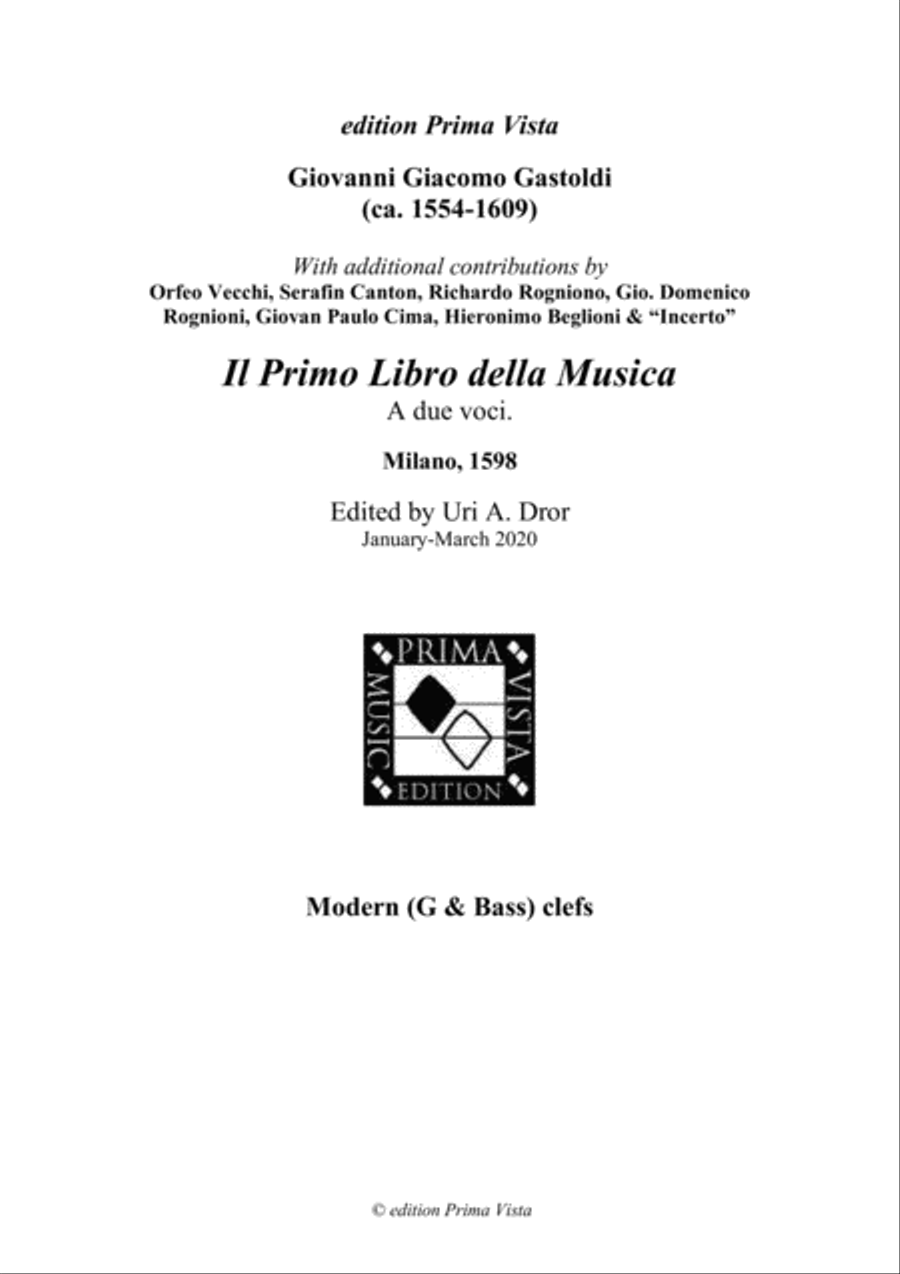 Giovanni Giacomo Gastoldi & others, Il Primo Libro… for 2 Instruments, Modern Clefs Woodwind Ensemble scores gallery preview page 1