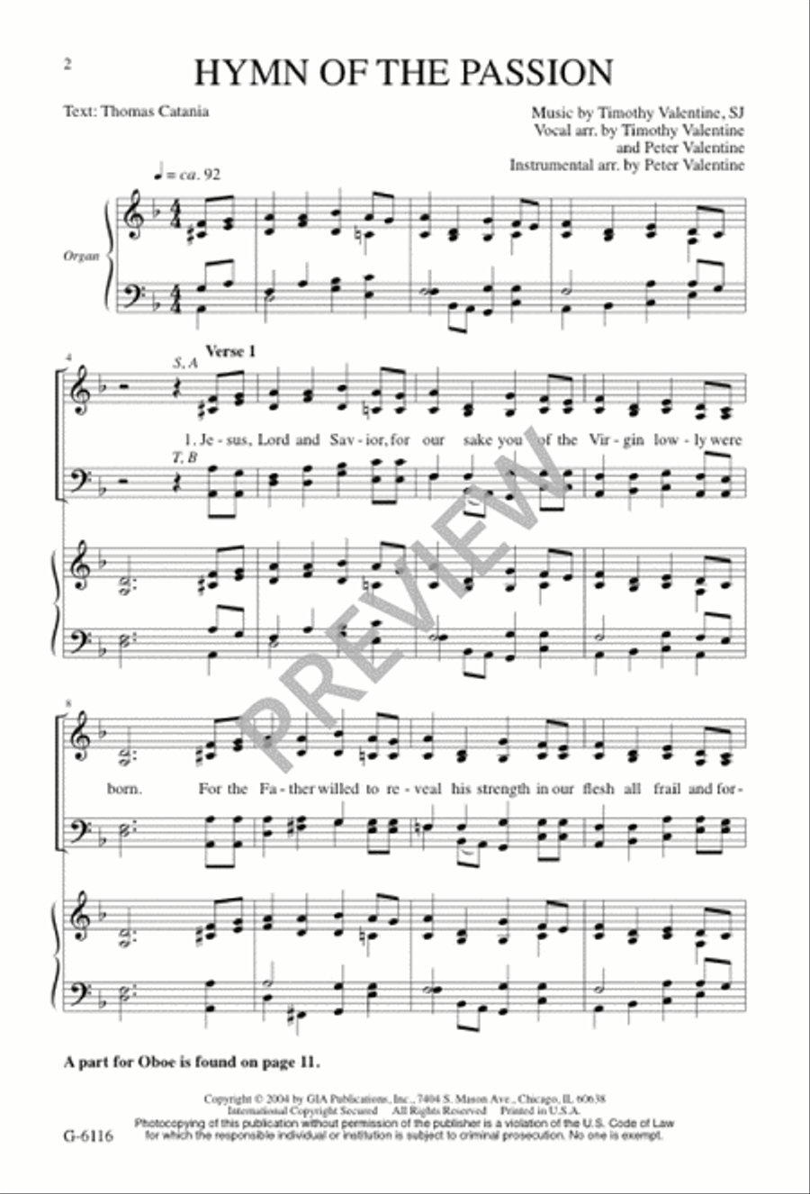 Hymn of the Passion 4-Part scores gallery preview page 1