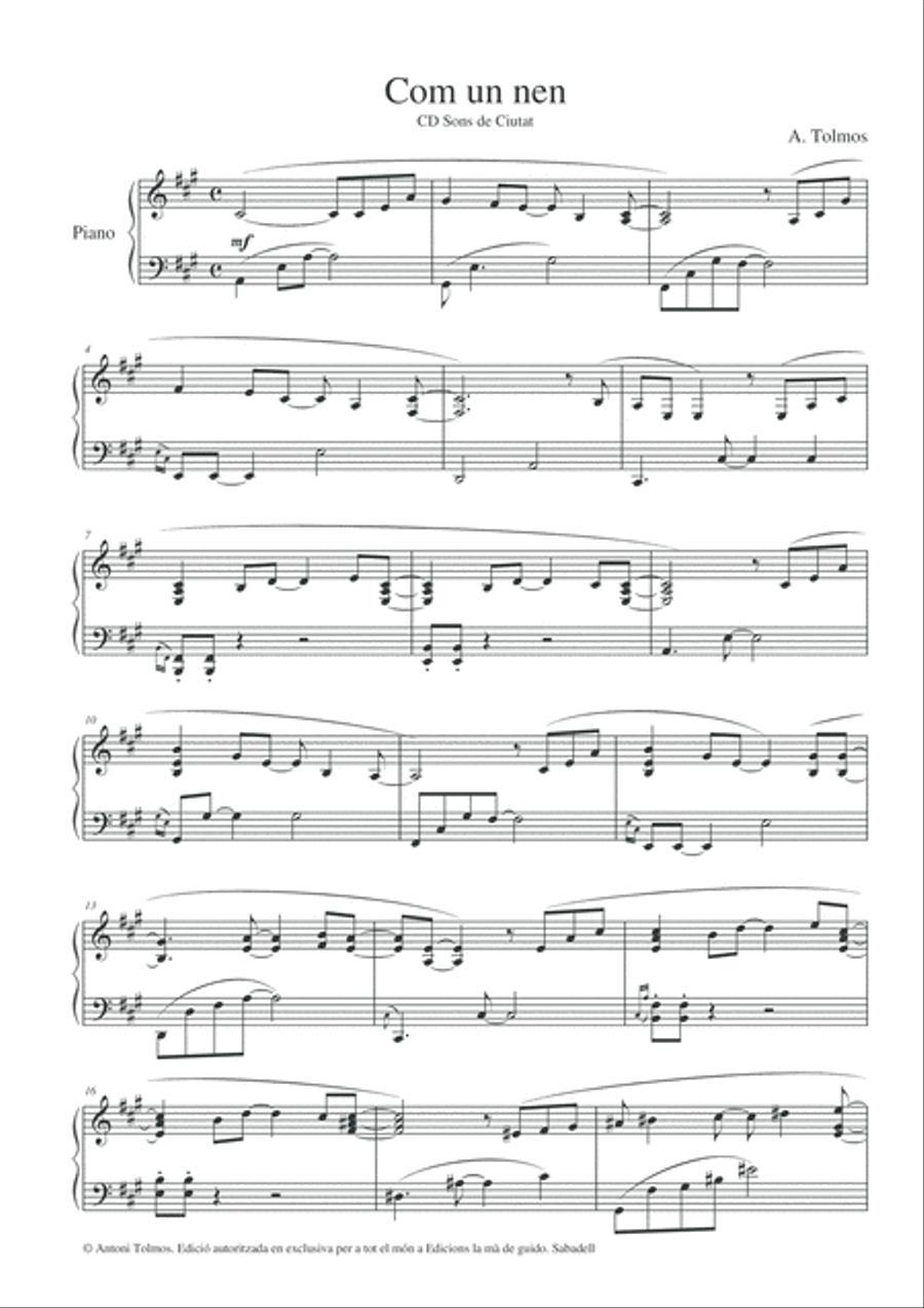 Com un nen Piano Solo scores gallery preview page 5
