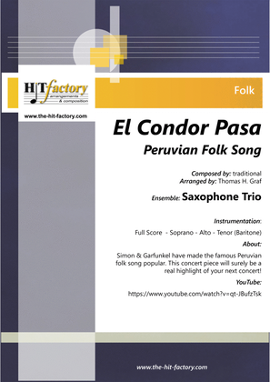 El Condor Pasa - Peruvian Folk Song - Saxophone Trio