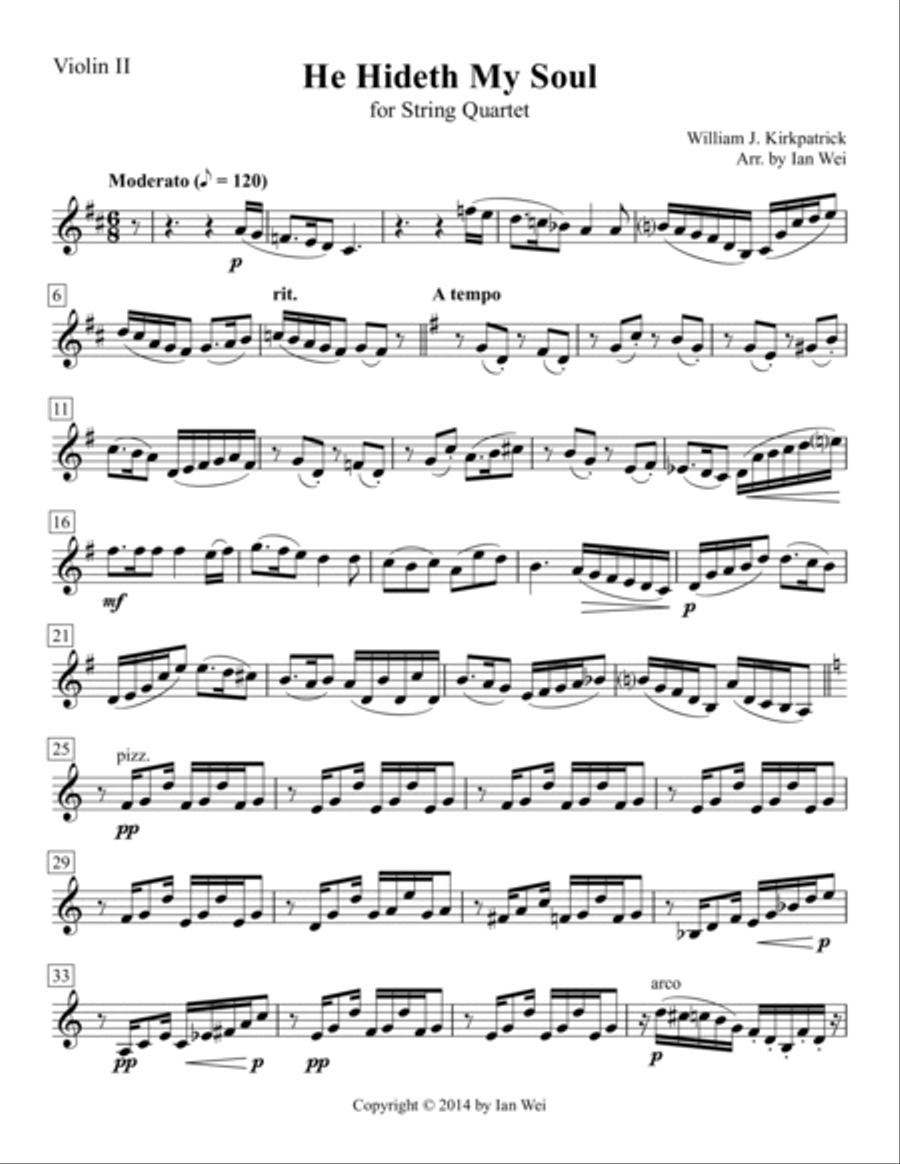 He Hideth My Soul for String Quartet String Quartet scores gallery preview page 3