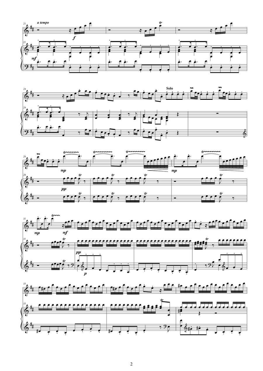 Vivaldi - Flute Concerto No.3 in D major Op.10 'Il Cardellino' RV 428 for Flute and Piano Flute Solo scores gallery preview page 2