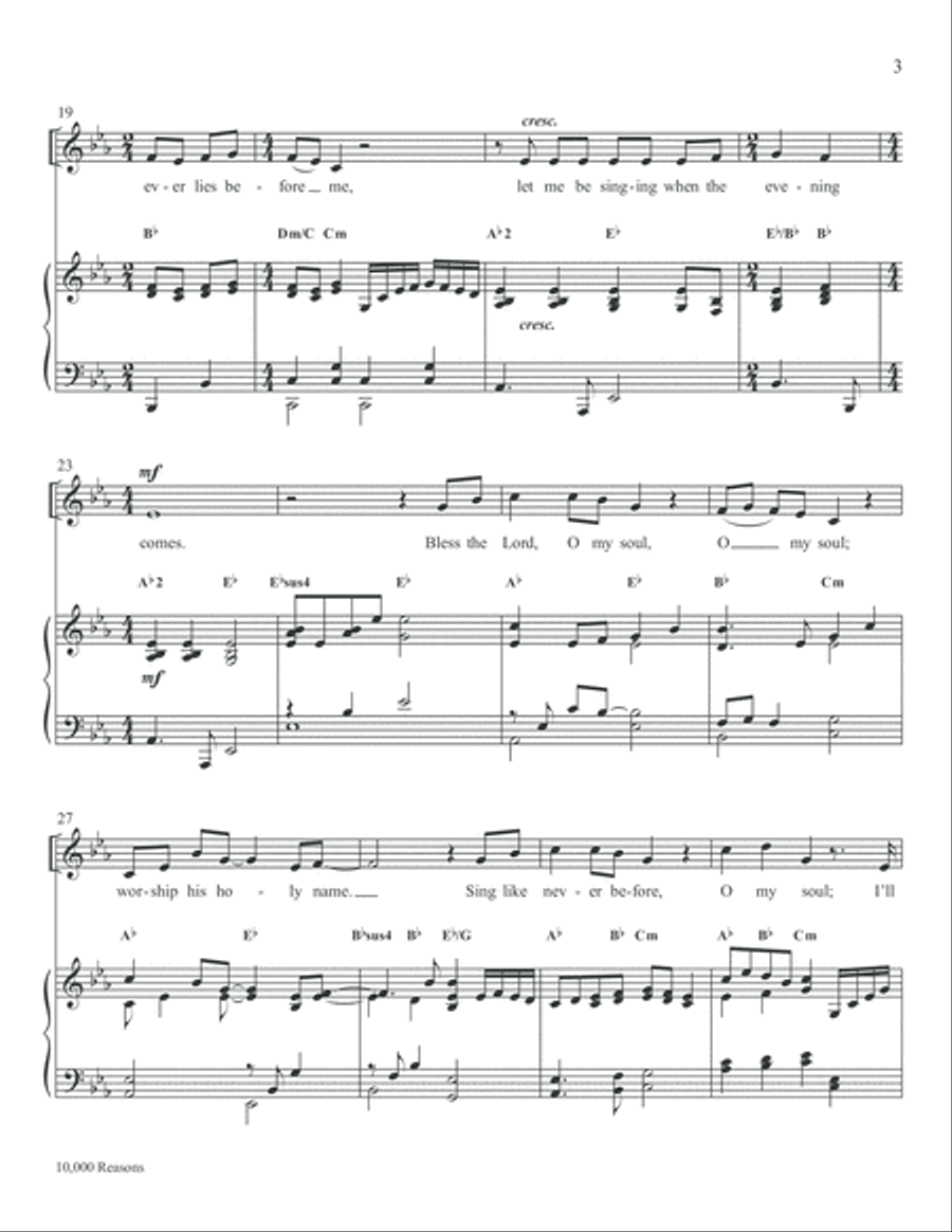 10,000 Reasons (Bless the Lord) Medium Voice scores gallery preview page 5