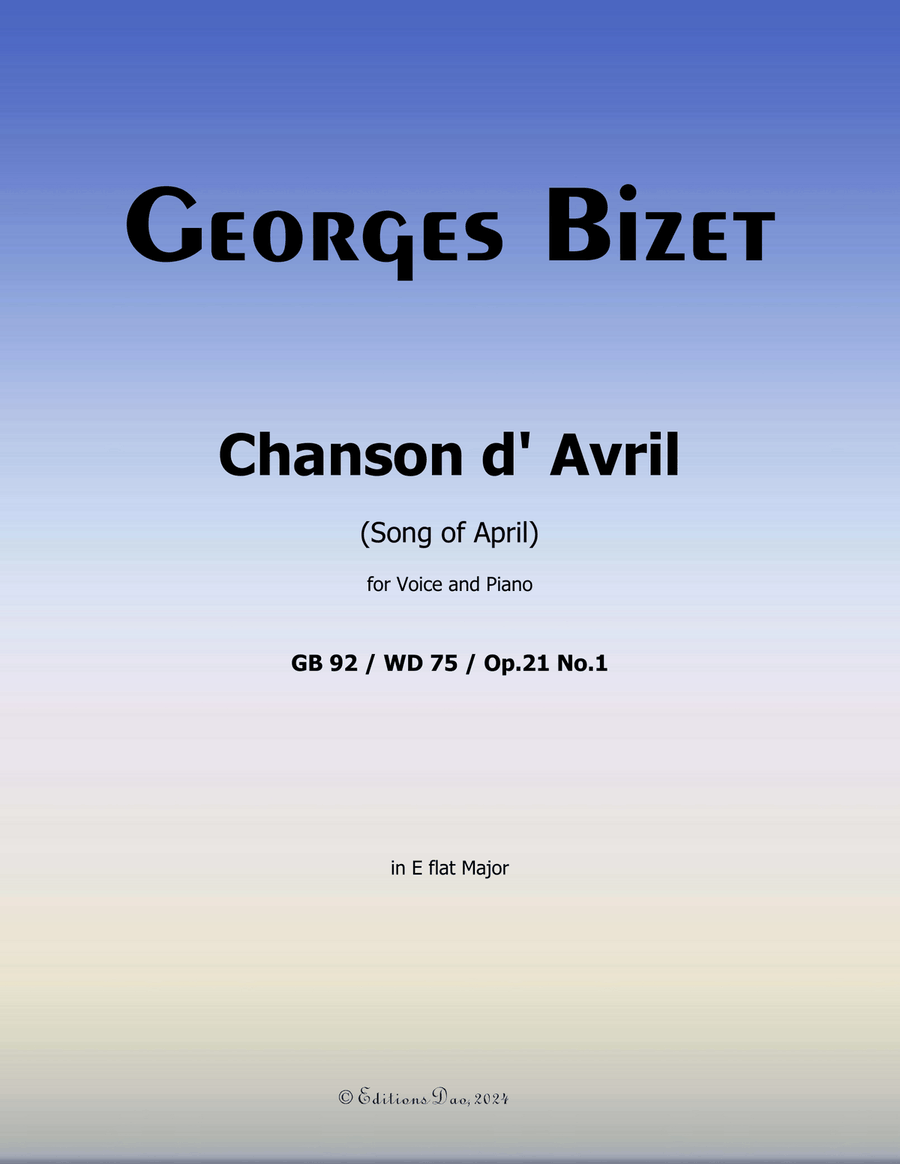 Chanson d'avril, by Bizet, in E flat Major