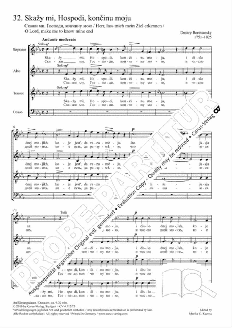 O Lord, make me to know mine end (Skazy mi, Hospodi, koncinu moju) 4-Part scores gallery preview page 2