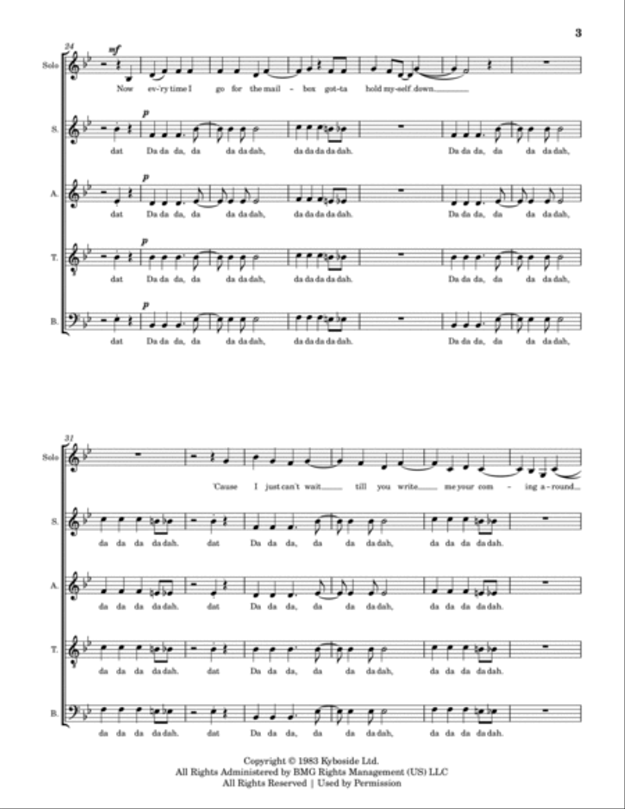 Walking On Sunshine 4-Part scores gallery preview page 3