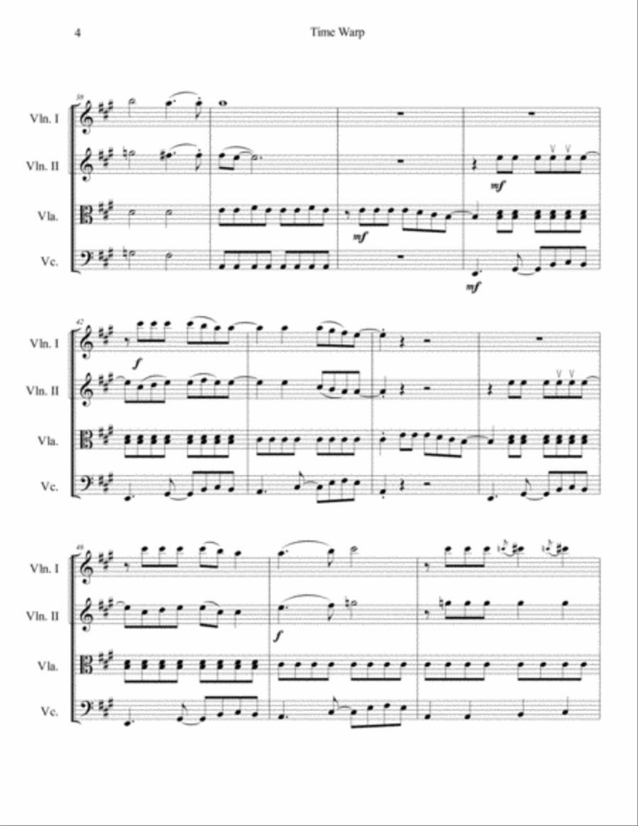Time Warp String Quartet scores gallery preview page 5