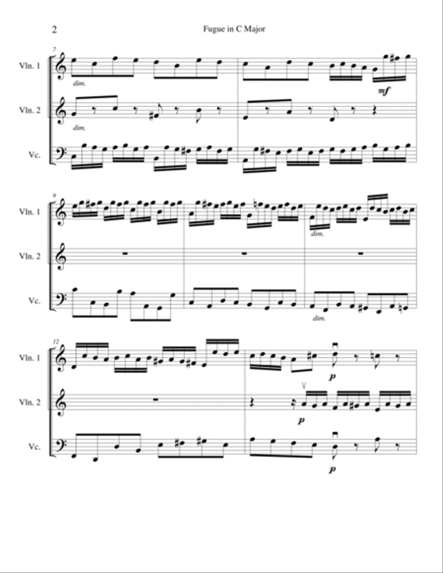 Fugue in C Major String Trio scores gallery preview page 2