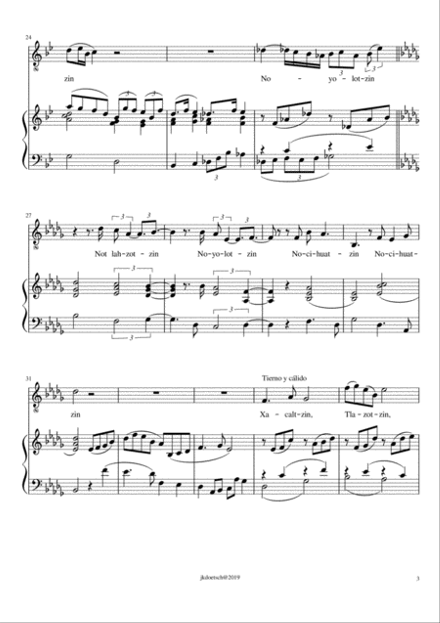 THREE NAHUATL SONGS THREE NAHUATL SONGS Voice Solo scores gallery preview page 3