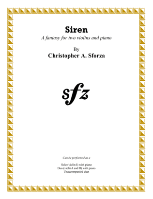 Book cover for Siren, for two violins and piano