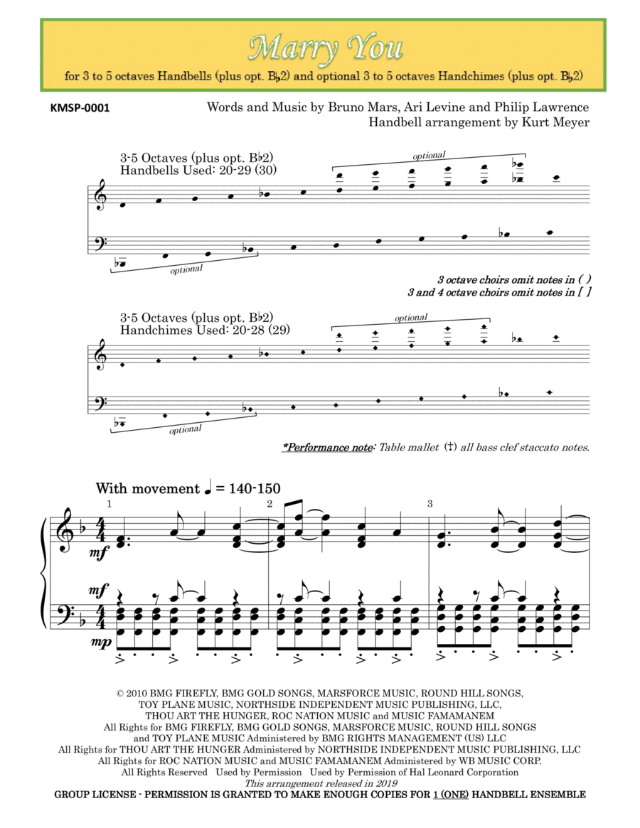 Marry You Handbell Choir scores gallery preview page 1