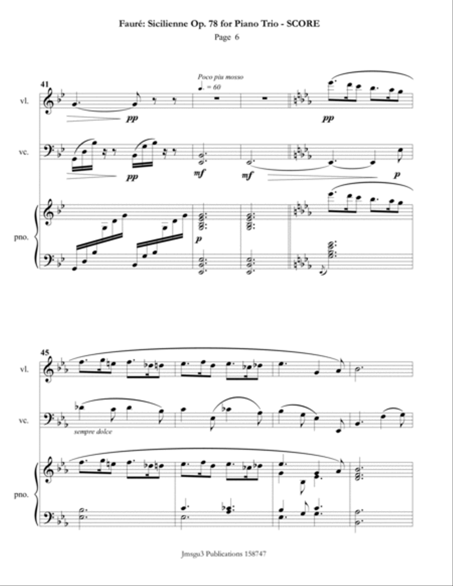 Fauré: Sicilienne for Piano Trio Piano Trio scores gallery preview page 6