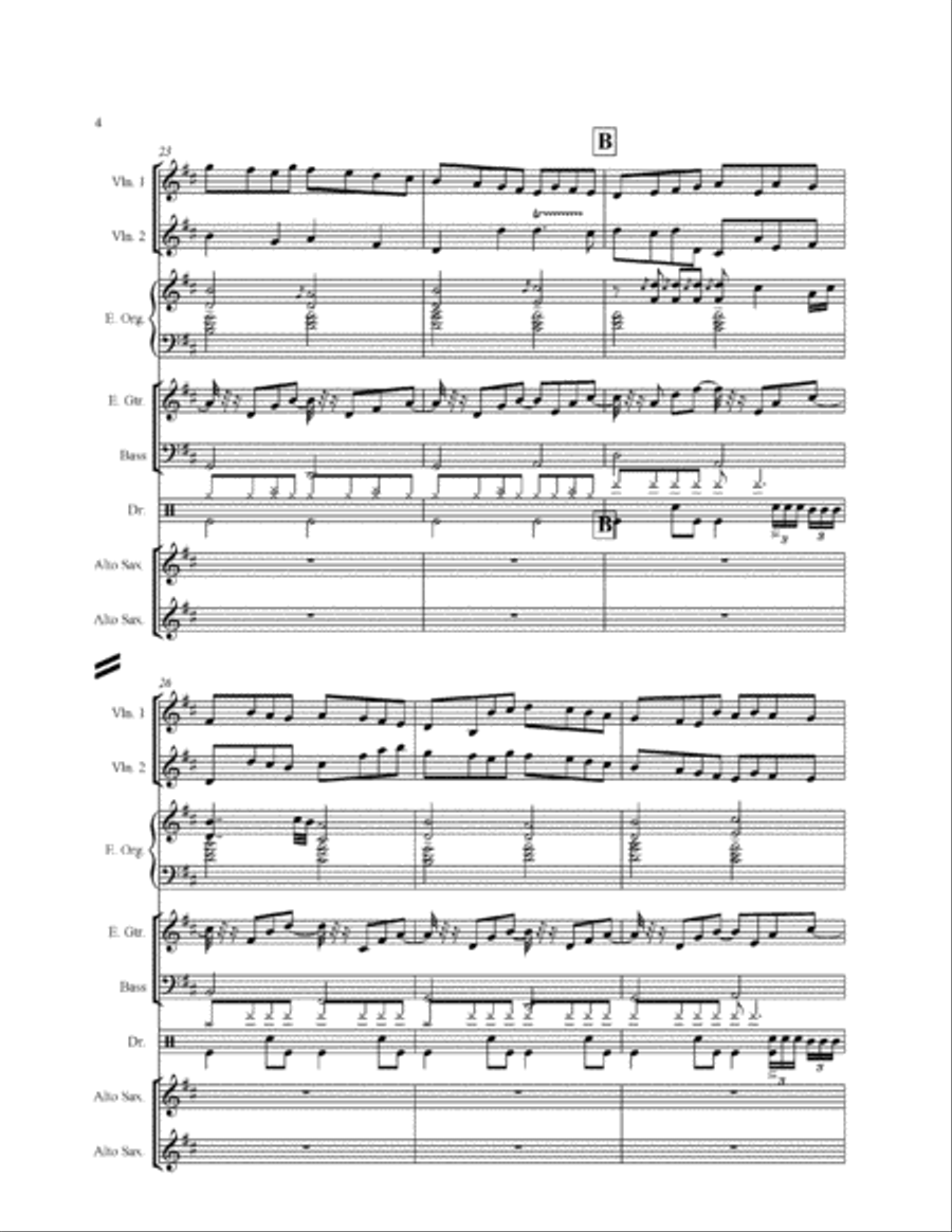 Pachelbel Canon for Electric Violin Duo with band parts and backing track on mp3 Small Ensemble scores gallery preview page 4