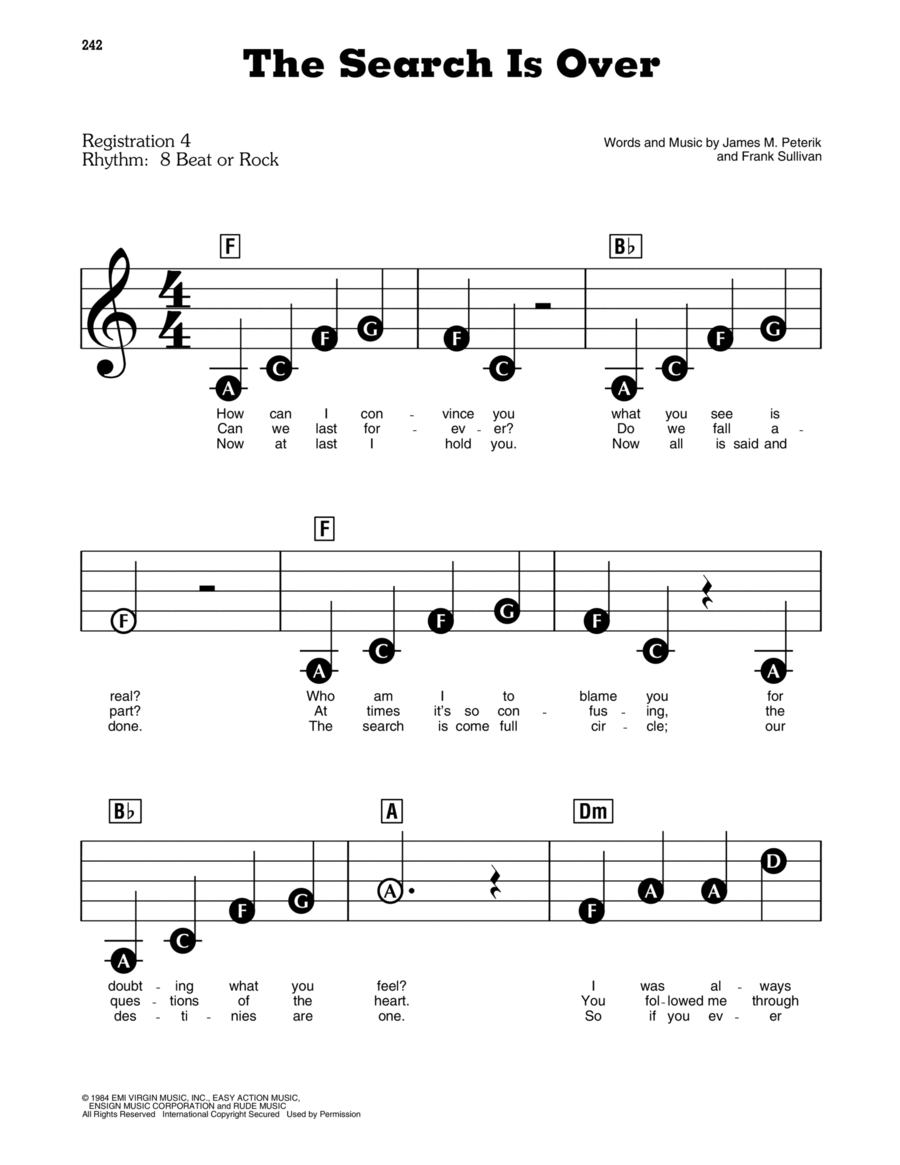 The Search Is Over Electronic Keyboard scores gallery preview page 1
