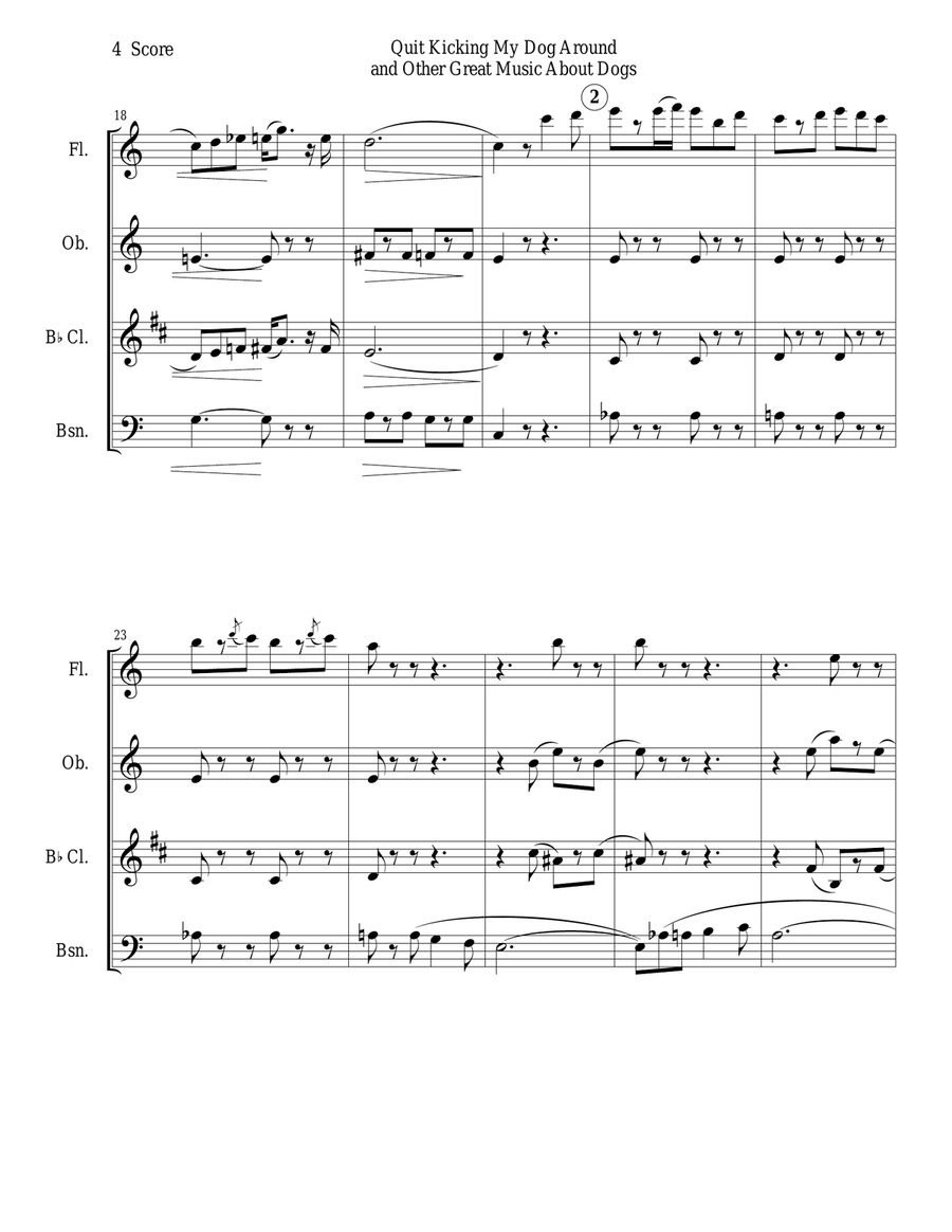 Quit Kicking My Dog Around and Other Music about Dogs for Woodwind Quartet Woodwind Quartet scores gallery preview page 4