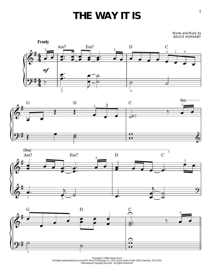 The Way It Is Easy Piano scores gallery preview page 1