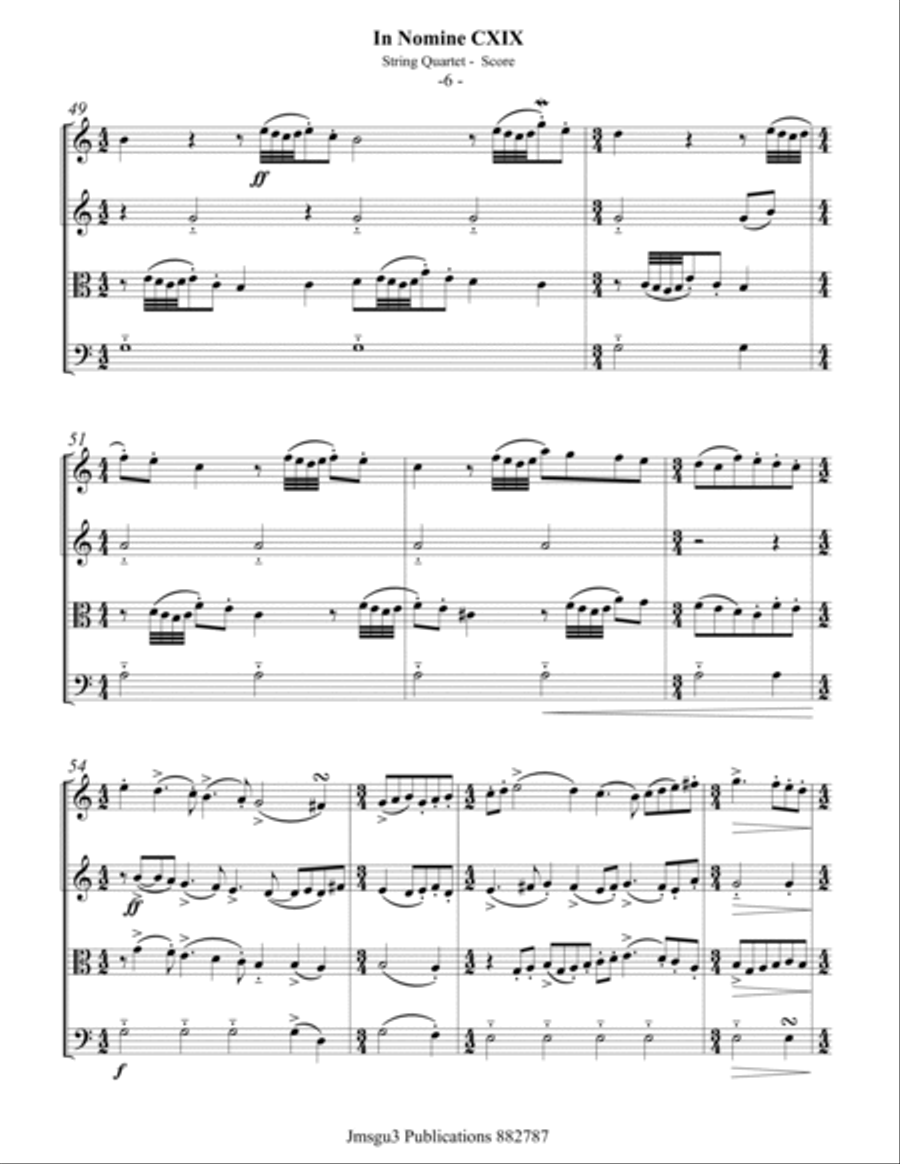 Bull: In Nomine CXIX for String Quartet - Score Only String Quartet scores gallery preview page 6